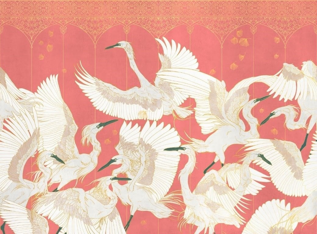 Sarayda Danseden Kuşlar Mercan Rengi