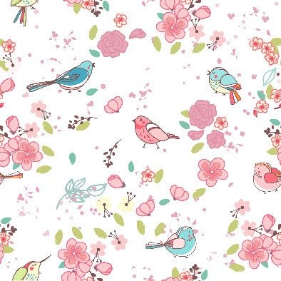 Sevimli Kuşlar Tatlı Pembe  Çiçekler