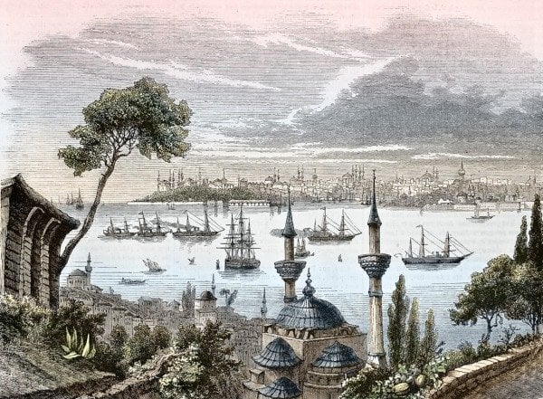 Tepenin Üzerinden Eski İstanbul ve Boğaz Manzarası