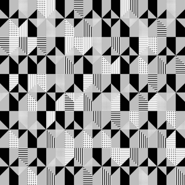 Karışık Geometrik Desenler Siyah Beyaz