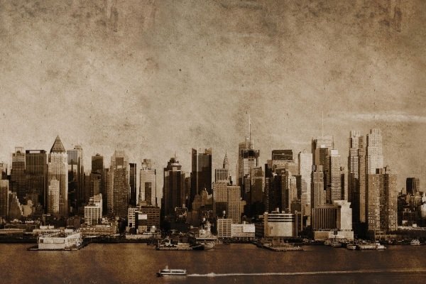 Amerika Gökdelenler Okyanus Eskitilmiş Manzara