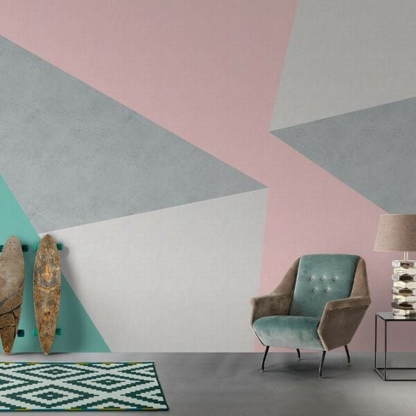Pastel Geometrik Desenlerle Süslenmiş Duvar Kağıdı Seçenekleri