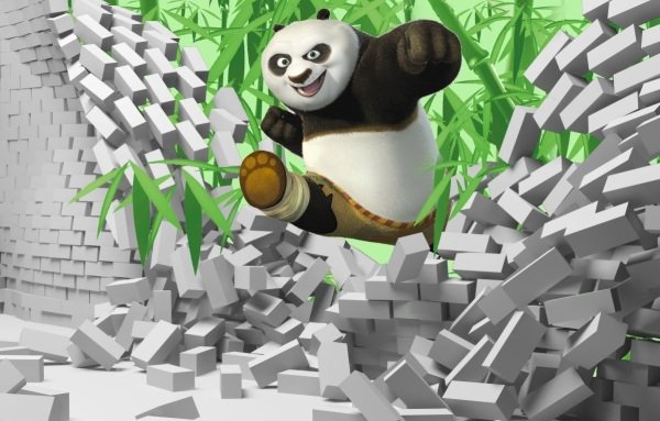 Kungfu Panda Beyaz Tuğlalı Duvarı Deviriyor