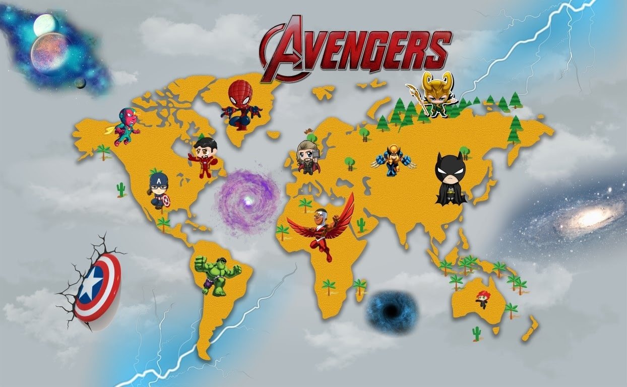 Avengers Karakterleri Dünya Haritası ve Gezegen
