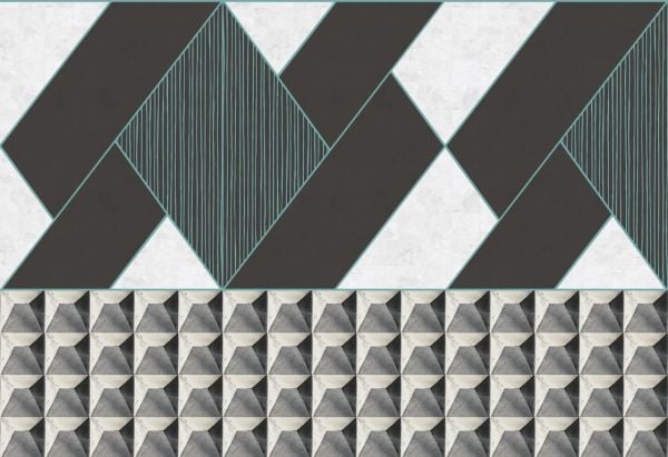 Büyük-Küçük Geometrik Desenlerle Bölünmüş Duvar Kağıdı
