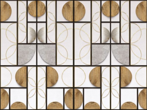 Siyah Çerçeveli Modern Dijital Desenlerle Şık Geometrik Duvar Kağıdı