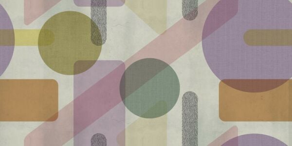 Büyük Dairelerle Zenginleştirilmiş Pastel Geometrik Desenli Duvar Kaplaması