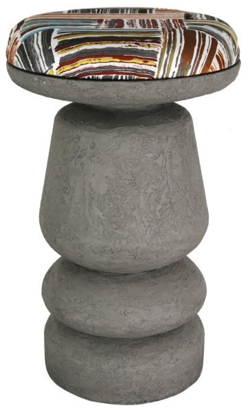 M El Big Bar Taburesi Gri Renk Kumaş - Beton Gri