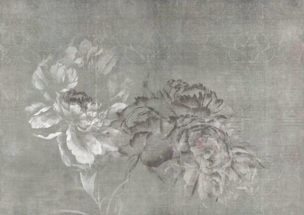 Antique Rose Pattern Natural Wicker Wall Covering - Dark Gray