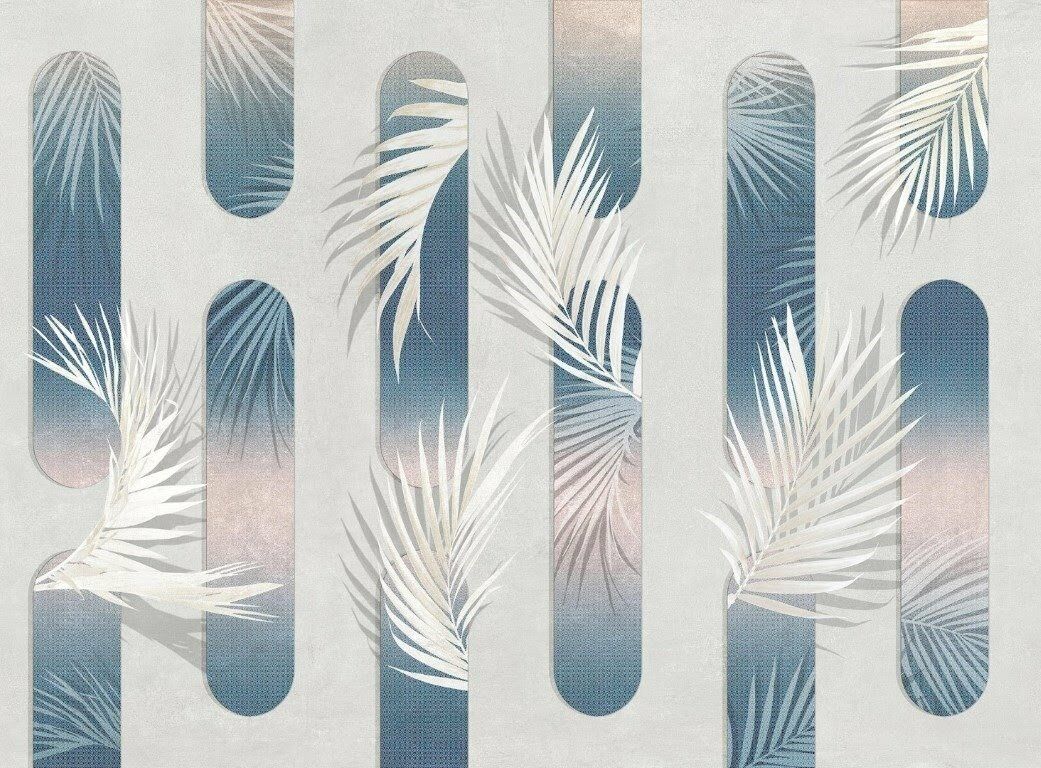 Palmiye Çakmaktaşı Eskitilmiş Doğal Hasır Duvar Kaplaması - Mavi