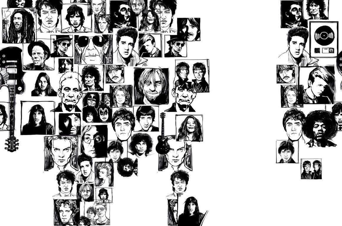 Super Starlar Grafiti Kompozisyon Doğal Hasır Duvar Kaplaması - Siyah Beyaz