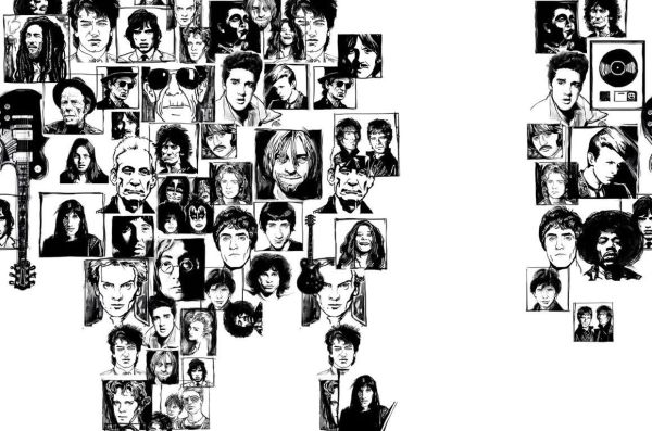 Super Starlar Grafiti Kompozisyon Doğal Hasır Duvar Kaplaması - Siyah Beyaz