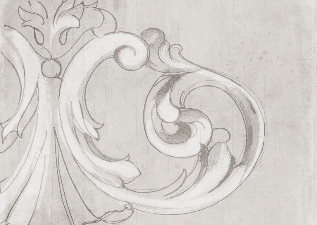 Fildişi Renk Dekorlu Tapınak Motifi Mat Görünümlü Vinil Duvar Kaplaması - Beyaz