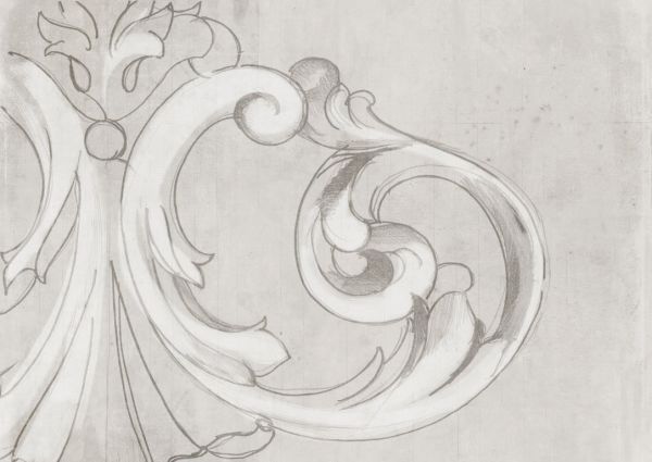 Fildişi Renk Dekorlu Tapınak Motifi Mat Görünümlü Vinil Duvar Kaplaması - Beyaz