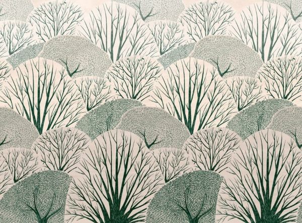 Resim Defterimdeki Ağaçlar Yeşil Mat Görünümlü Vinil Duvar Kaplaması - Renkli